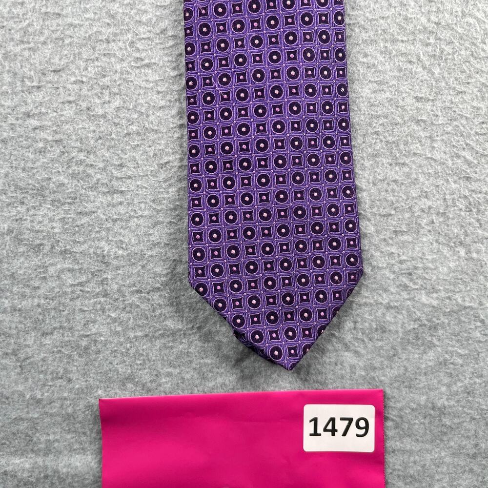 Ted Baker London Silk Necktie Purple Geometric Casual USA Tie